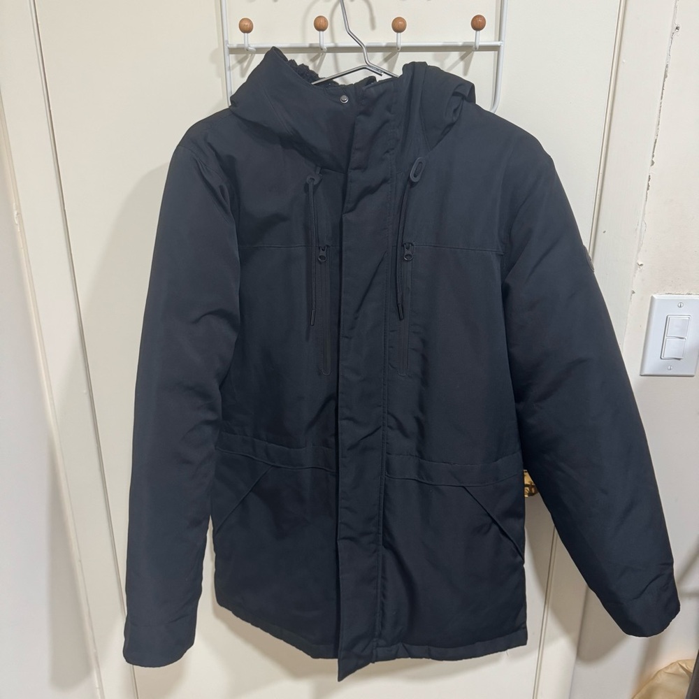 Abercrombie & Fitch All-Weather Black Hooded Sherpa Parka Puffer Jacket Size S